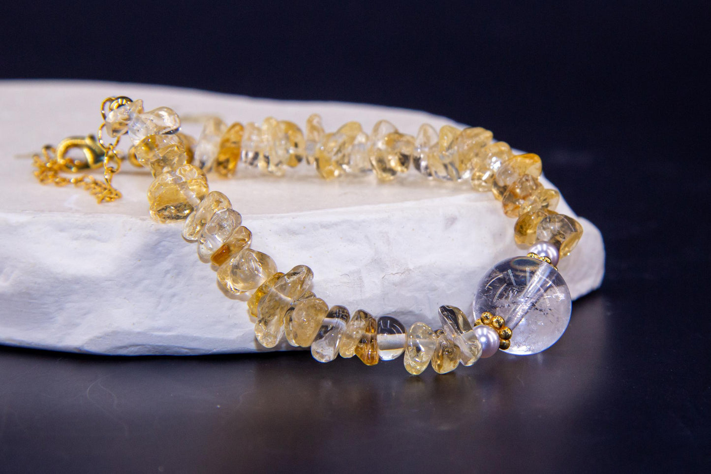 Citrine and Quartz Crystal Bracelet