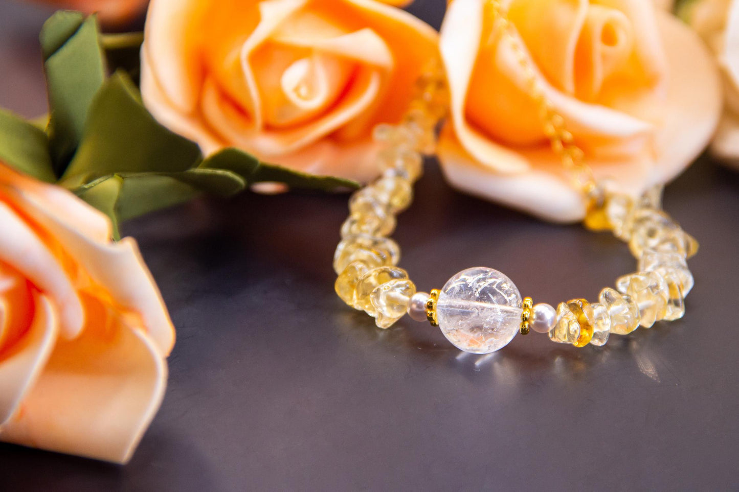 Citrine and Quartz Crystal Bracelet