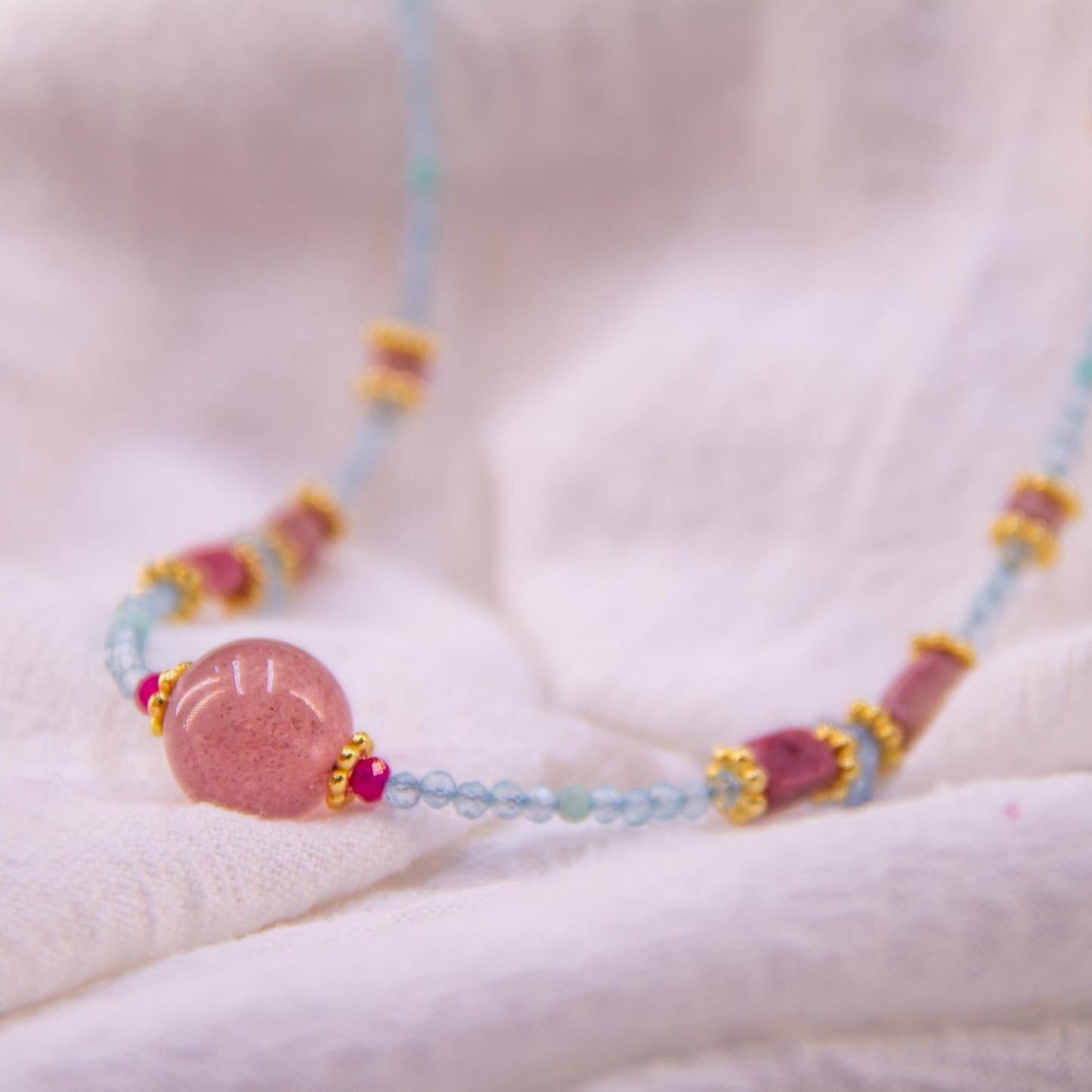 Aqua & Pink Gemstone Delight Necklace
