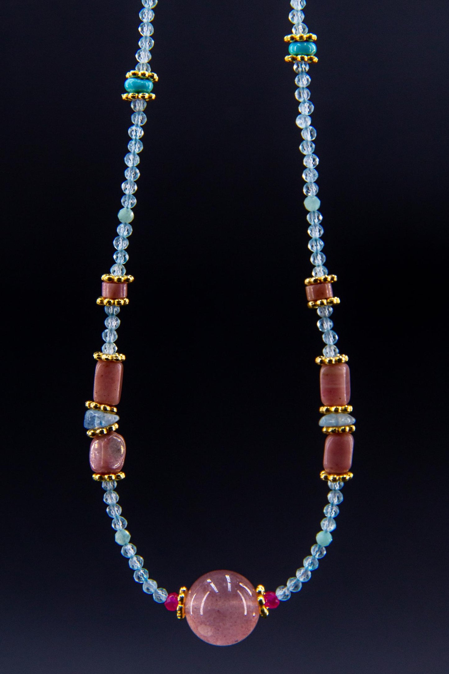 Aqua & Pink Gemstone Delight Necklace