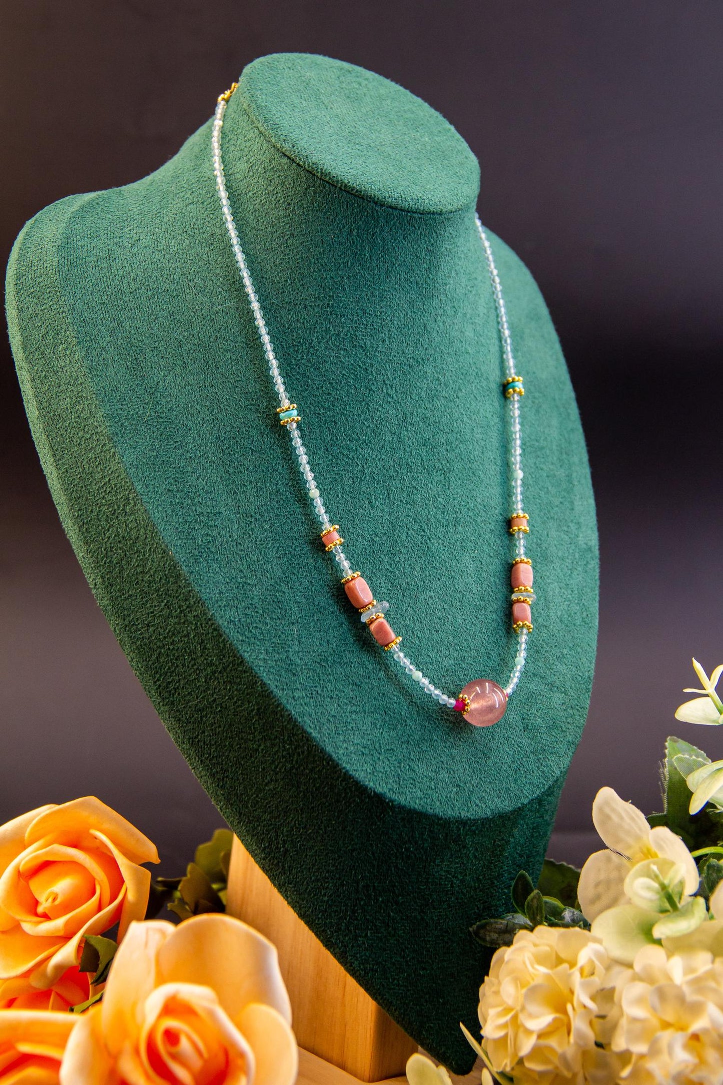 Aqua & Pink Gemstone Delight Necklace