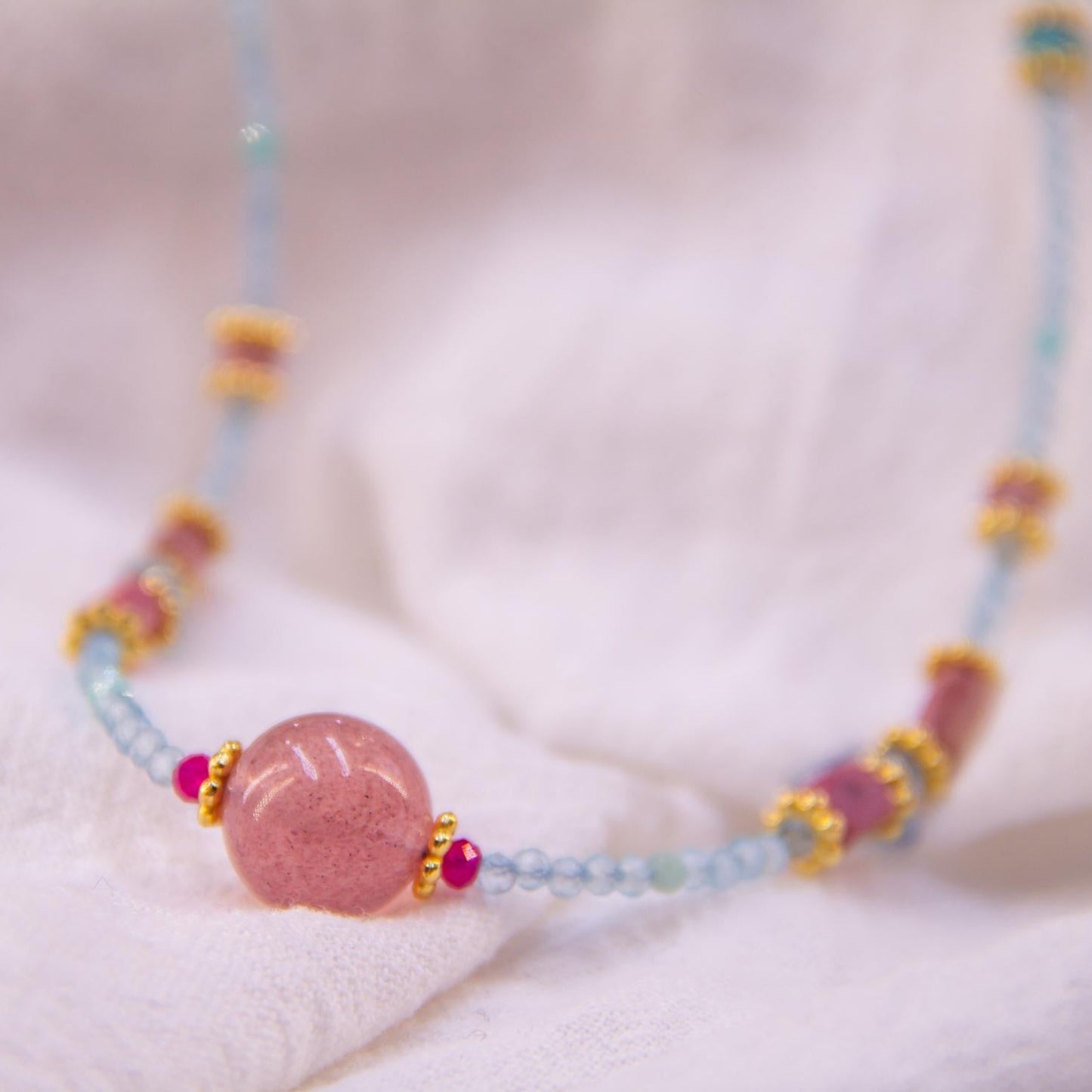 Aqua & Pink Gemstone Delight Necklace