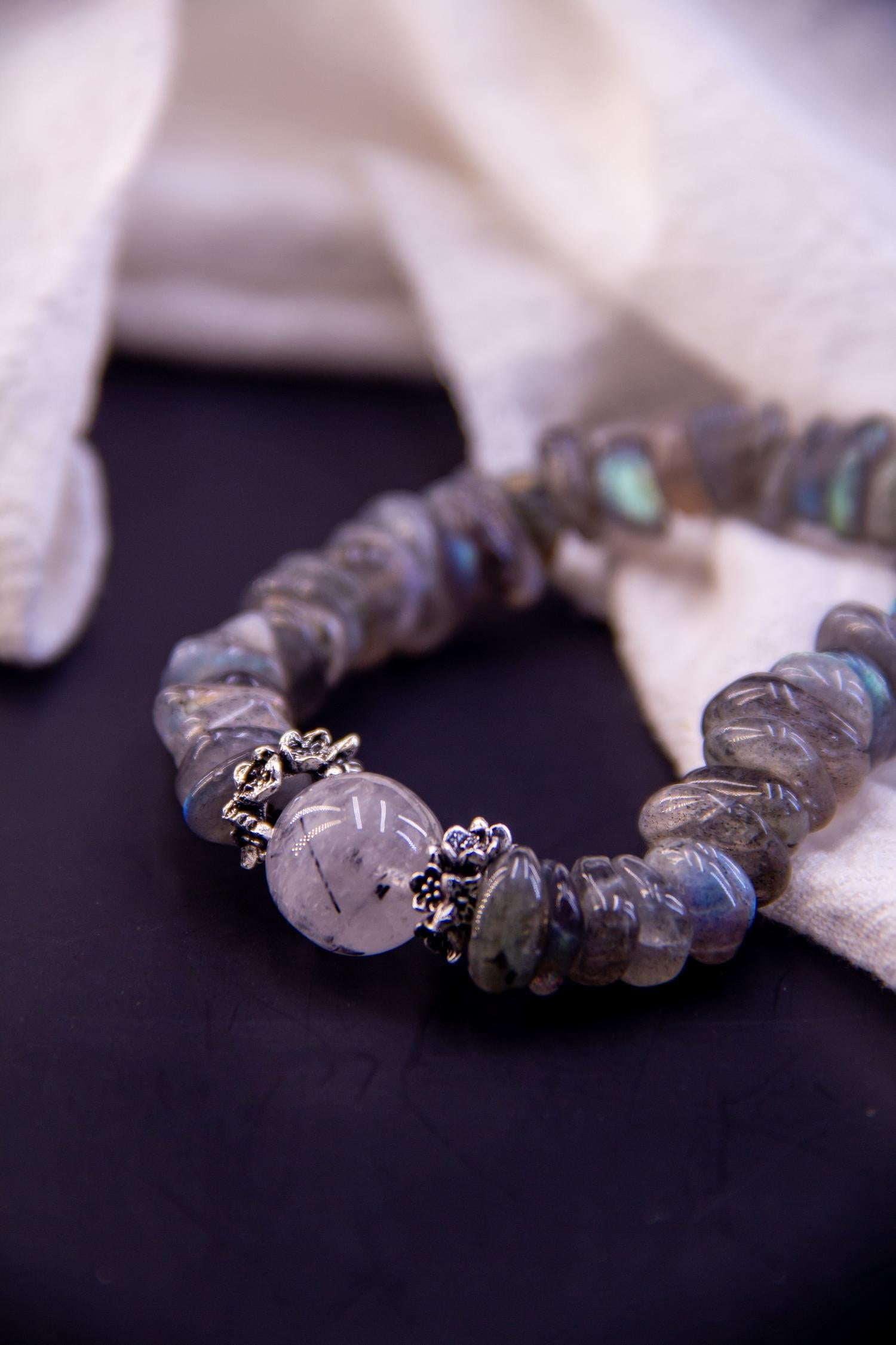 Labradorite & Rutilated Quartz Bracelet