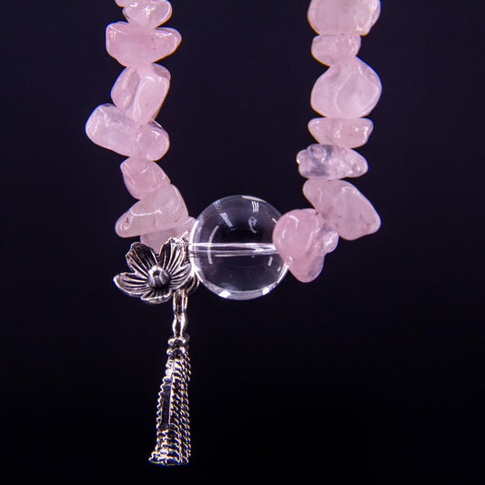 Rose Quartz Silver Jewelry Bead Bracelet