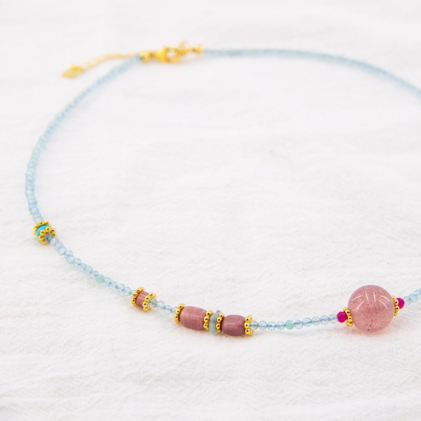 Aqua & Pink Gemstone Delight Necklace