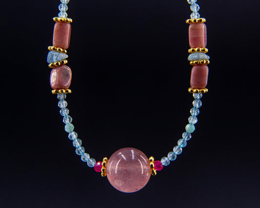 Aqua & Pink Gemstone Delight Necklace