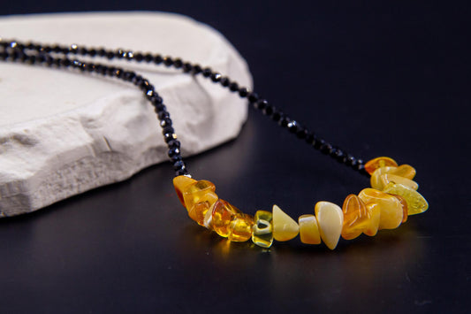 Amber & Onyx Contrast Necklace